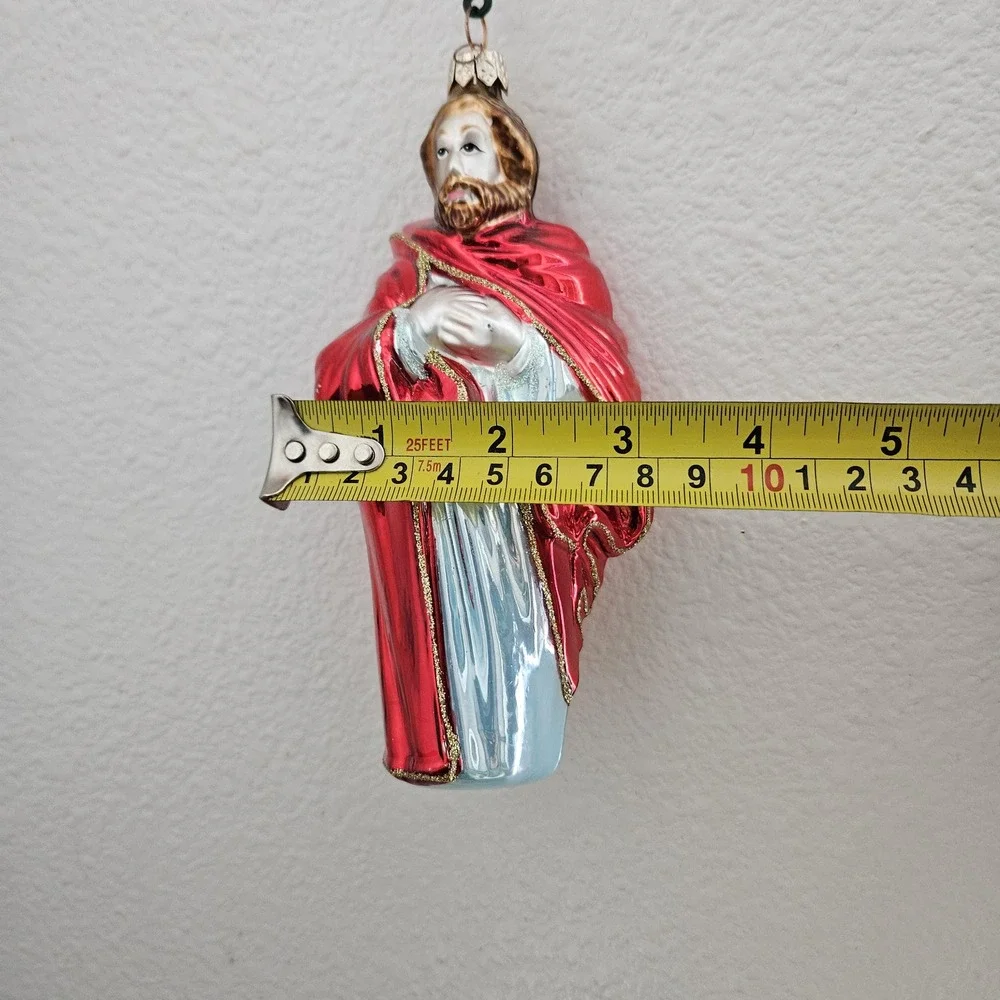 Glass Christmas ornament  Saint Joseph‎ with Red glitter rope